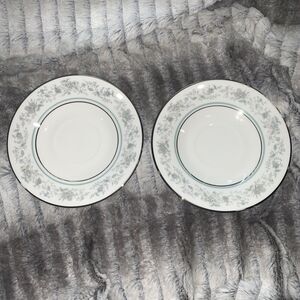 2 Oxford Lenox Bone China SPRING Floral, Aqua, Platinum - 6" TEA CUP SAUCER